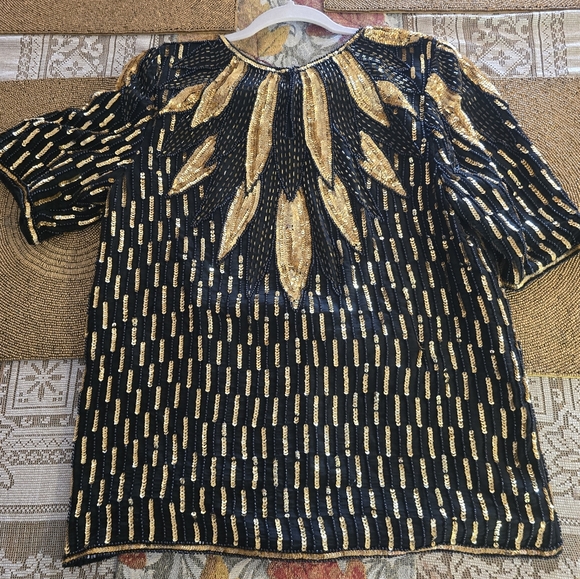 Women's Vintage Sequin Blouse and Skirt Size Medium - Picture 6 of 9